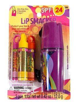 3pc Set Vintage LIP SMACKER Bonne Bell SPF 24 w/BEACH SAFE+Clip Caps+Balms READ!